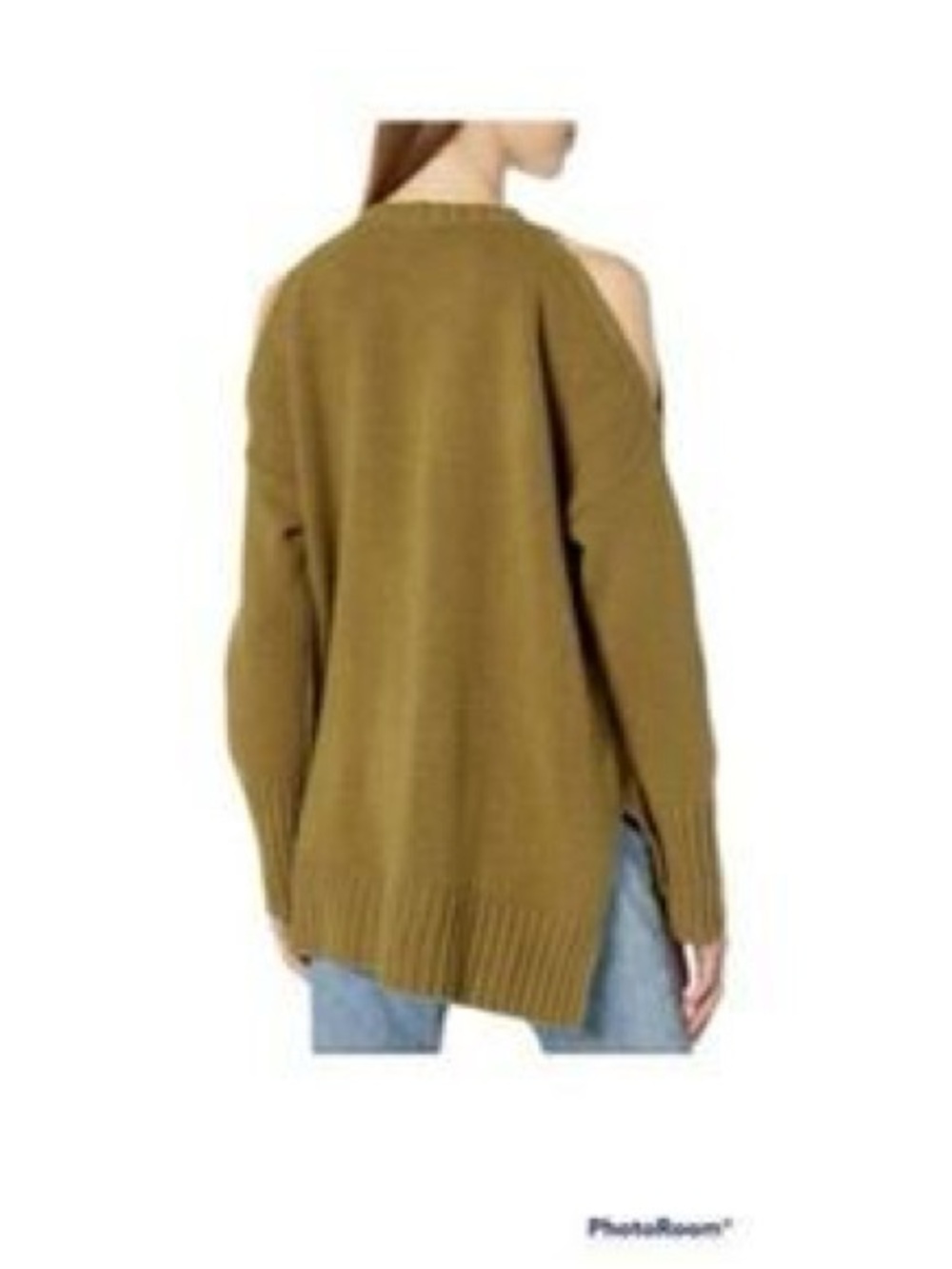 Saks Fifth Avenue Soft Sage Green Angora Cold Shoulder Small Sweater Boho Glam